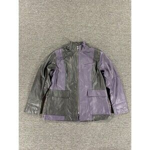 Nike Jordan Jacket Womens Extra Large Purple Black Faux Leather Full Zip DJ2716